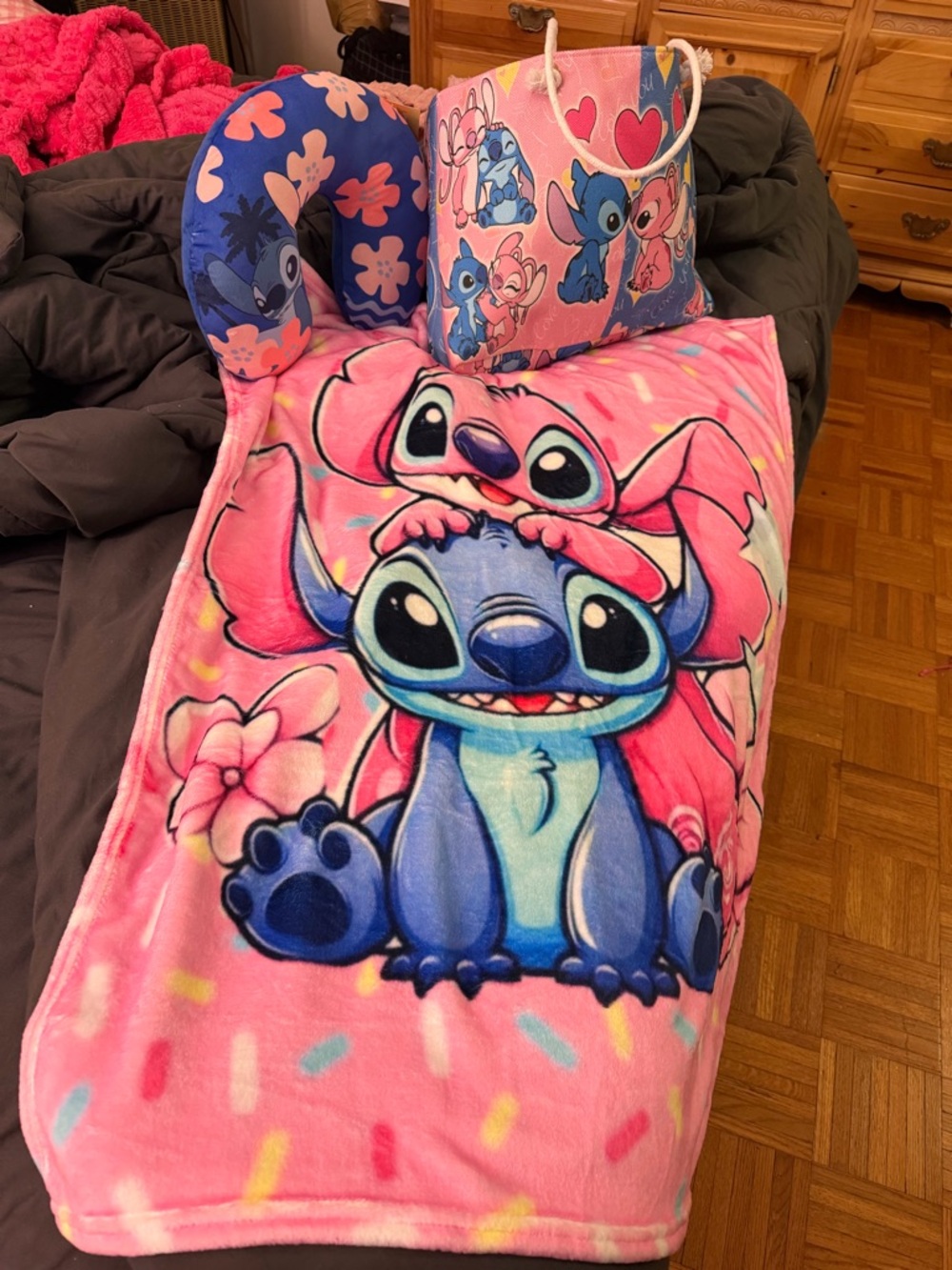 Disney Pink and Blue Lilo & Stitch Kids Pajama Blanket